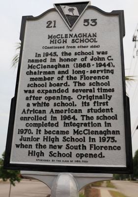 McClenaghan High School side of marker image. Click for full size.