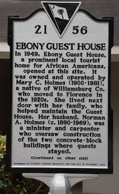 Ebony Guest House Marker, Side One image. Click for full size.