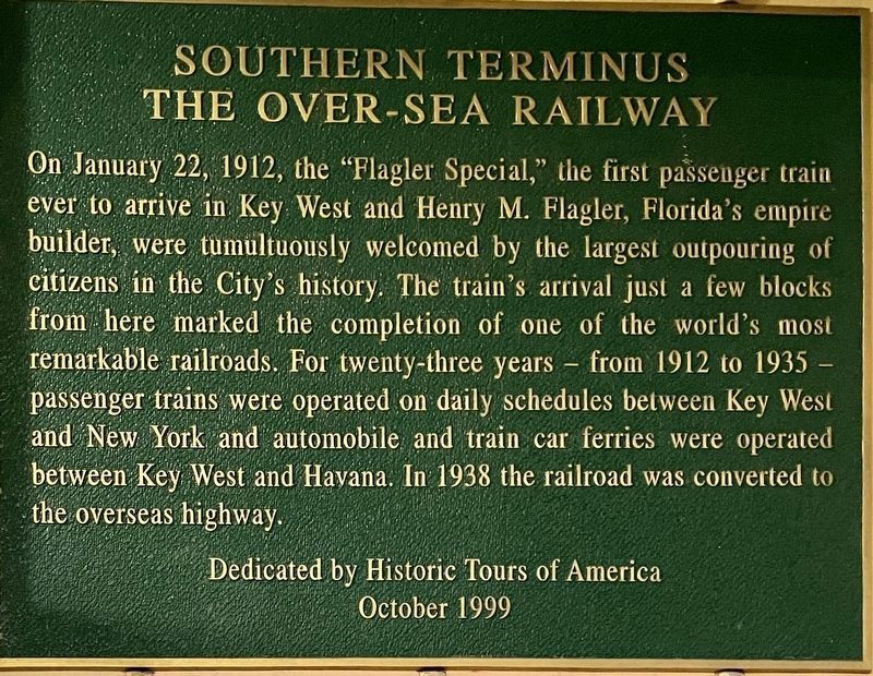 Southern Terminus the Over-Sea Railway Marker image. Click for full size.