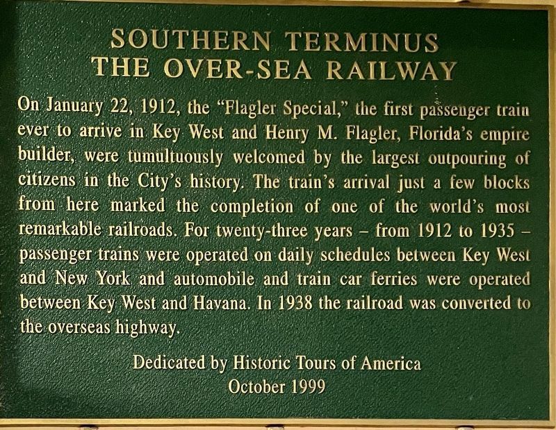 Southern Terminus the Over-Sea Railway Marker. Click for full size. Southern Terminus the Over-Sea Railway Marker image. Click for full size.