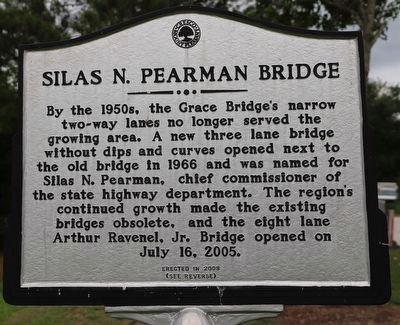 Silas N. Pearman Bridge side of marker image. Click for full size.