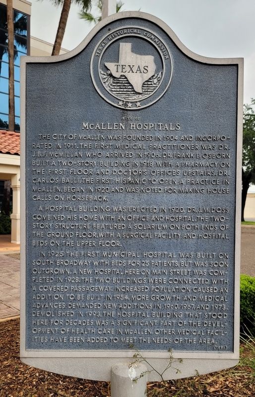 Site of McAllen Hospitals Marker image. Click for full size.