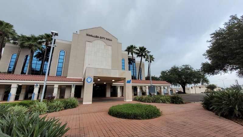 The Site of McAllen Hospitals Marker in front of McAllen City Hall image. Click for full size.