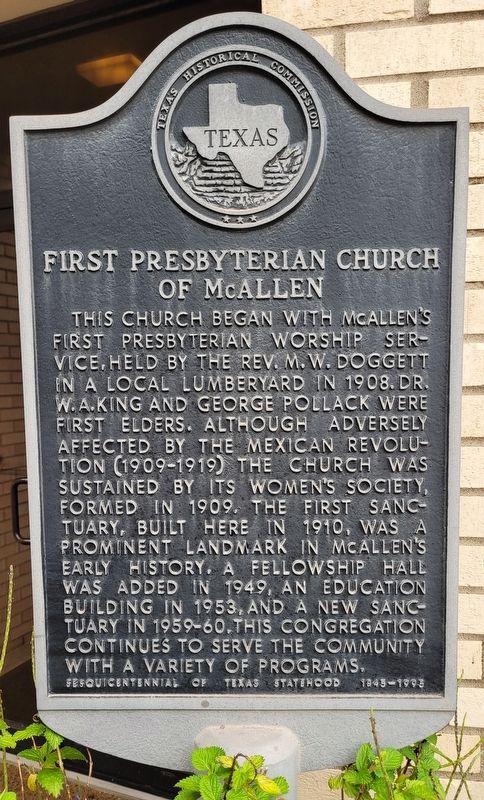 First Presbyterian Church of McAllen Marker image. Click for full size.