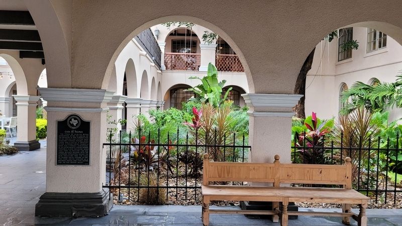 The Site of Casa de Palmas Marker at the entrance to the hotel. Click for full size. The Site of Casa de Palmas Marker at the entrance to the hotel image. Click for full size.