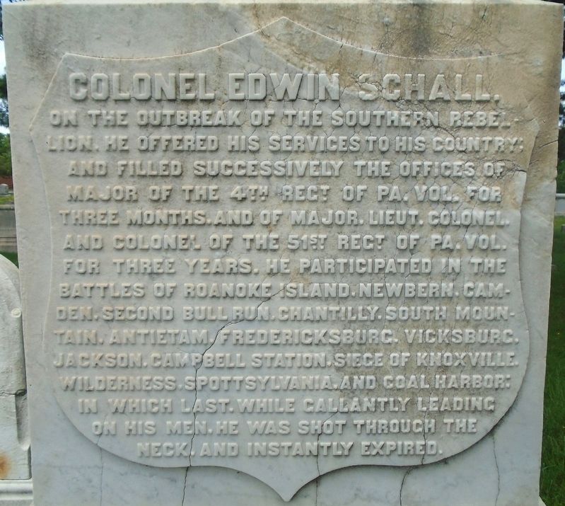 Colonel Edwin Schall Marker image. Click for full size.