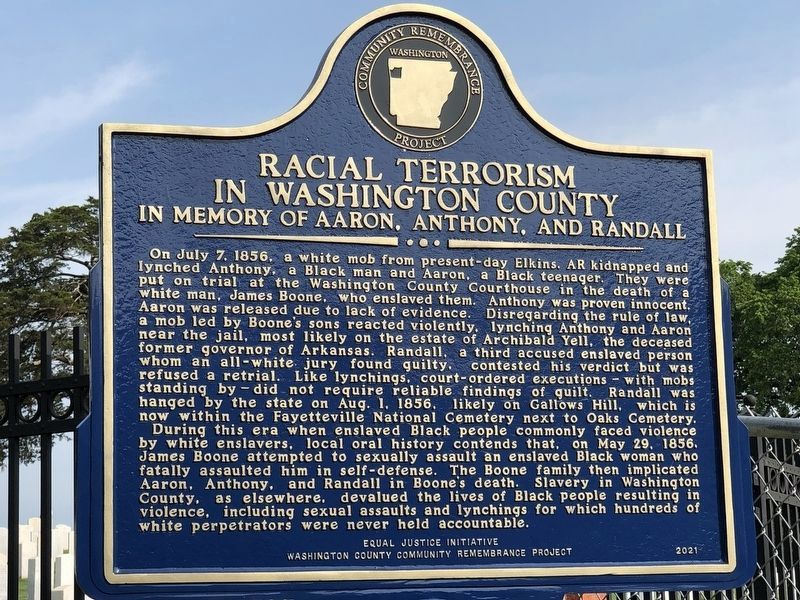 Racial Terrorism in Washington County side of marker image. Click for full size.