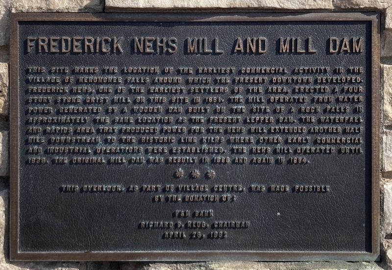 Frederick Nehs Mill and Mill Dam Marker image. Click for full size.