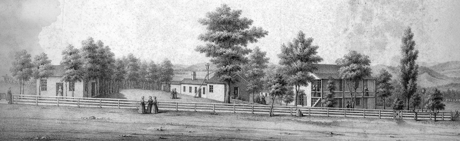 Fayetteville Female Seminary, c. 1852 image. Click for full size.