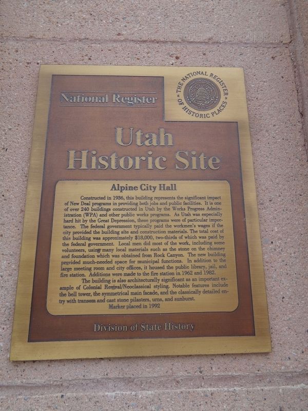 Alpine City Hall Marker image. Click for full size.