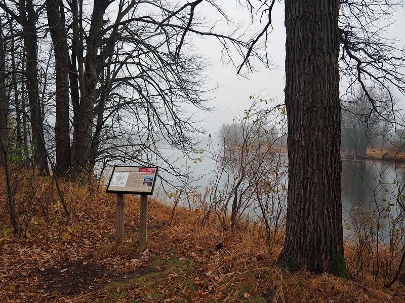 Area Settlement Marker overlooking the mouth of the Little Elk River. Click for full size. Area Settlement Marker overlooking the mouth of the Little Elk River image. Click for full size.