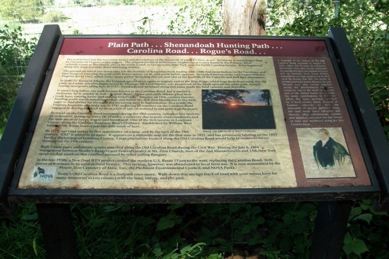 Plain Path…Shenandoah Hunting Path…Carolina Road…Rogue’s Road… wayside. Click for full size. Plain Path…Shenandoah Hunting Path…Carolina Road…Rogue’s Road… wayside image. Click for full size.
