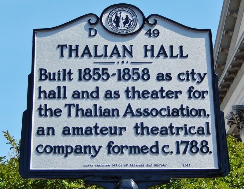Thalian Hall Marker image. Click for full size.