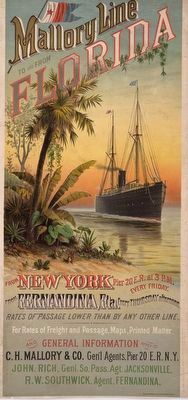 Mallory Steamship Lines advertising poster image. Click for full size.