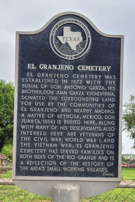 El Granjeno Cemetery Marker image. Click for full size.