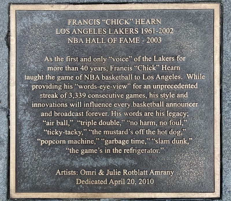 Francis "Chick" Hearn Marker image. Click for full size.