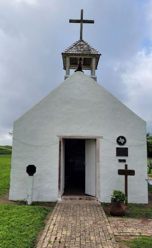 The front of the La Lomita Chapel and Marker. Click for full size. The front of the La Lomita Chapel and Marker image. Click for full size.