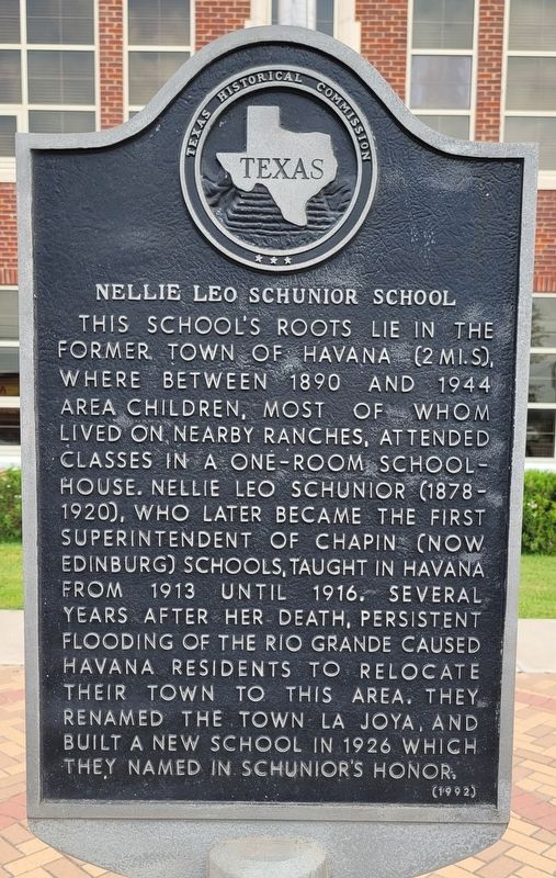 Nellie Leo Schunior School Marker image. Click for full size.