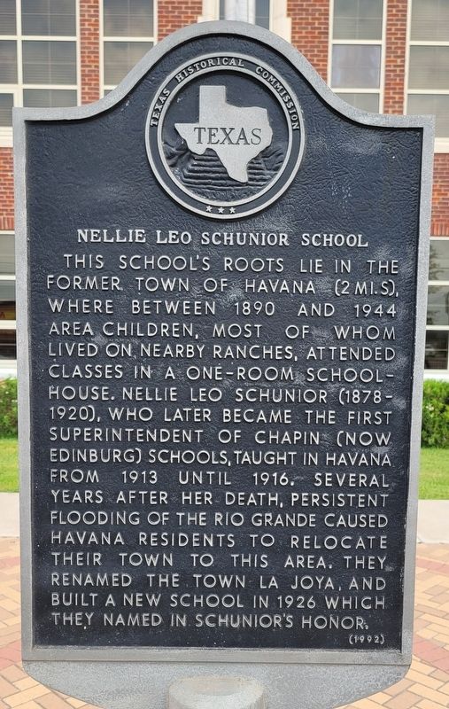 Nellie Leo Schunior School Marker. Click for full size. Nellie Leo Schunior School Marker image. Click for full size.