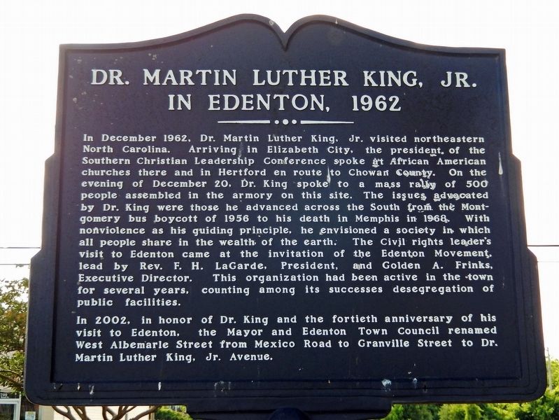 Dr. Martin Luther King, Jr. in Edenton, 1962 Marker image. Click for full size.