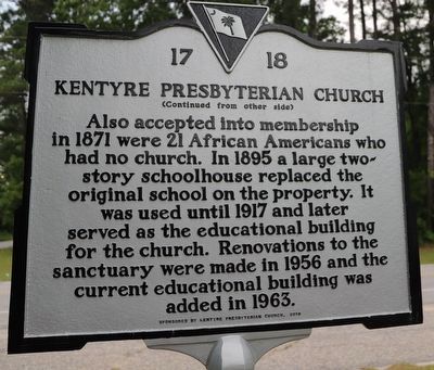 Kentyre Presbyterian Church Marker, Side Two image. Click for full size.