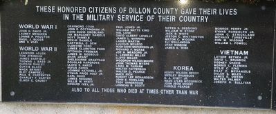 Dillon County Supreme Sacrifice Memorial Marker image. Click for full size.