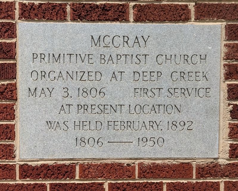 McCray Primitive Baptist Church Marker image. Click for full size.