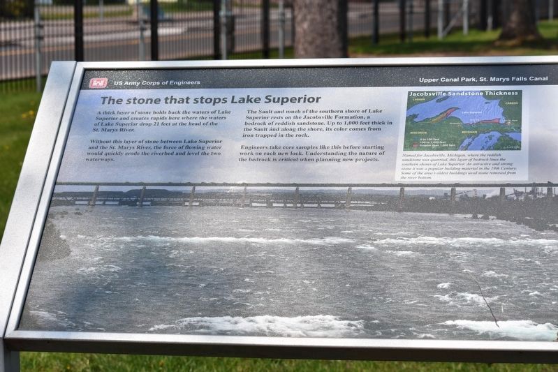 The stone that stops Lake Superior Marker image. Click for full size.