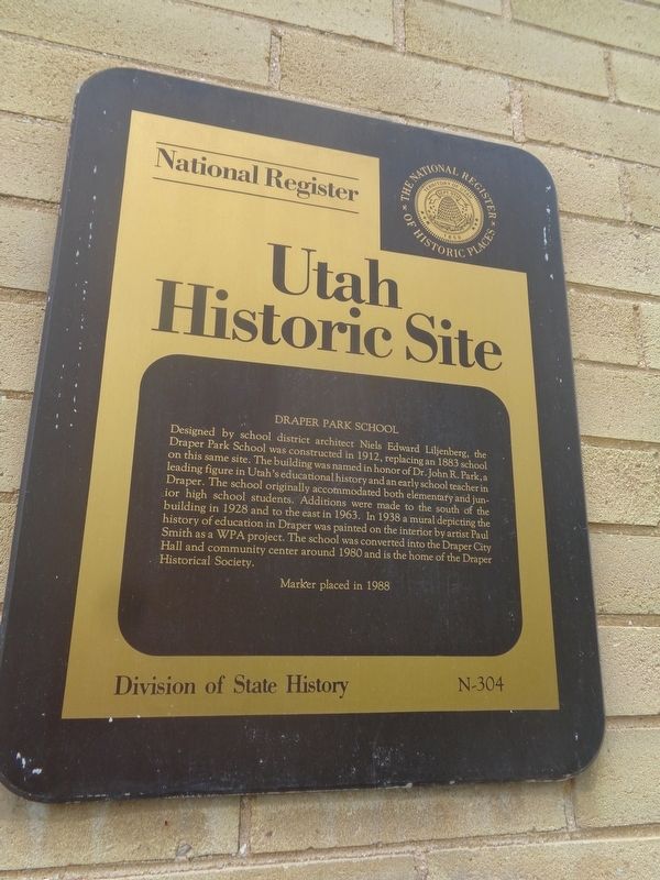Draper Park School Marker. Click for full size. Draper Park School Marker image. Click for full size.