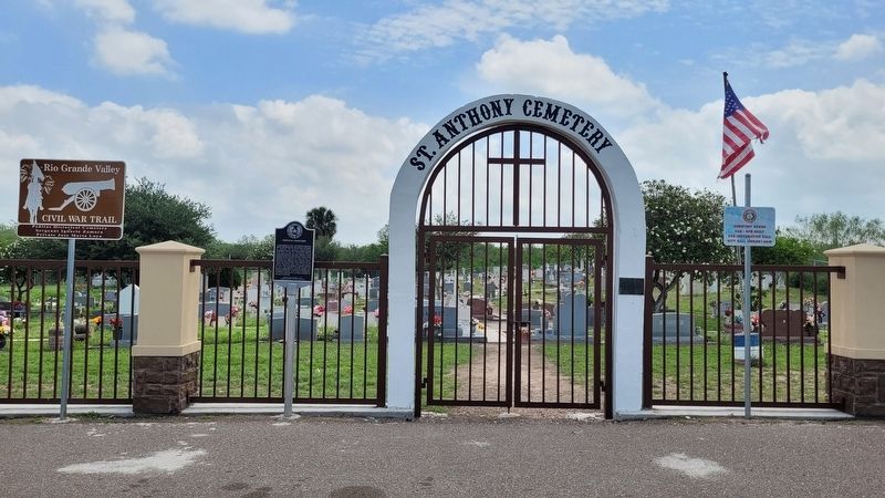 The Peñitas Cemetery Marker and the cemetery entrance. Click for full size. The Peñitas Cemetery Marker and the cemetery entrance image. Click for full size.