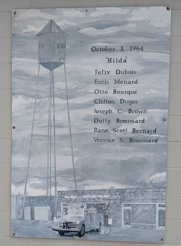 The 1964 Fall of the Erath Water Tower Marker. Click for full size. The 1964 Fall of the Erath Water Tower Marker image. Click for full size.