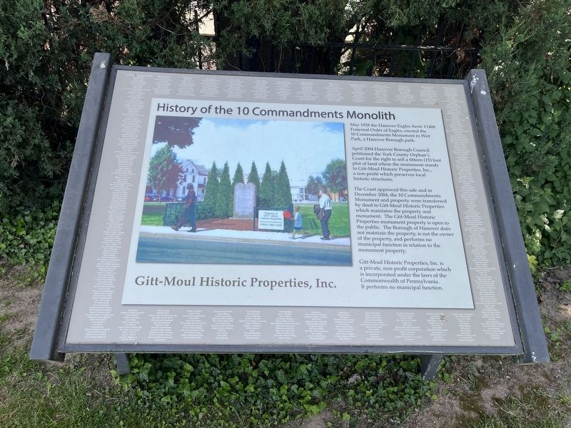 History of the 10 Commandments Monolith Marker. Click for full size. History of the 10 Commandments Monolith Marker image. Click for full size.