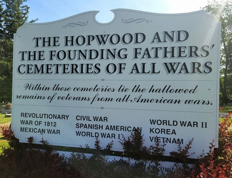 The Hopwood and the Founding Fathers' Cemeteries of All Wars Marker image. Click for full size.