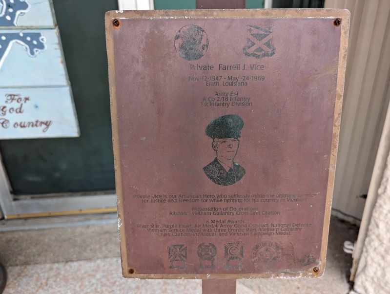 Private Farrell J. Vice Marker image. Click for full size.
