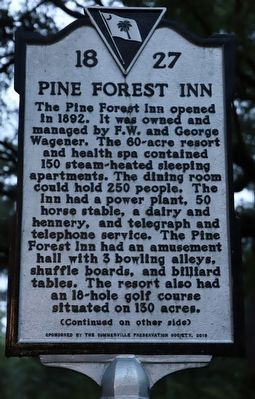 Pine Forest Inn Marker, Side One image. Click for full size.