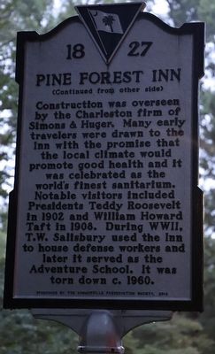 Pine Forest Inn Marker, Side Two image. Click for full size.