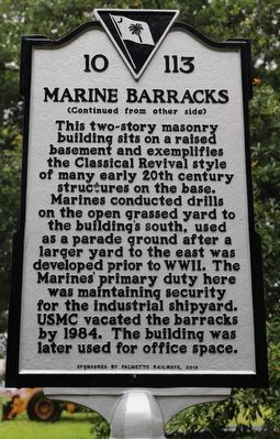 Marine Barracks Marker Reverse image. Click for full size.