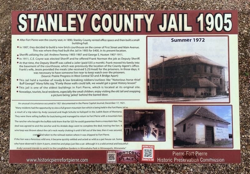 Stanley County Jail 1905 Marker image. Click for full size.