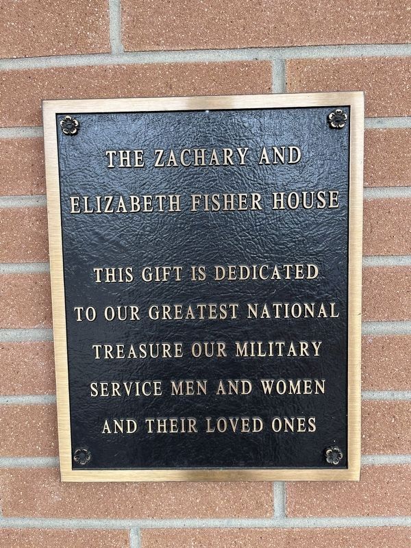 The Zachary and Elizabeth Fisher House Memorial Marker. Click for full size. The Zachary and Elizabeth Fisher House Memorial Marker image. Click for full size.