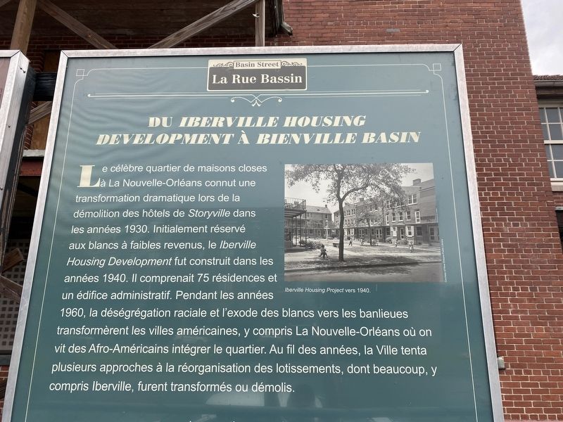 Du Iberville Housing Development à Bienville Basin Marker. Click for full size. Du Iberville Housing Development à Bienville Basin Marker image. Click for full size.