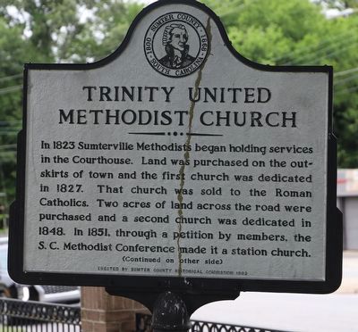 Trinity United Methodist Church Marker, Side One image. Click for full size.