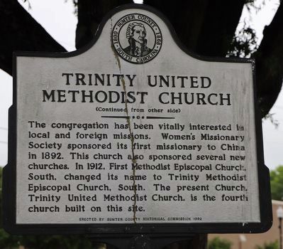 Trinity United Methodist Church Marker, Side Two image. Click for full size.