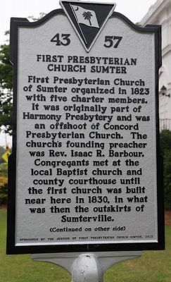 First Presbyterian Church Sumter Marker, Side One image. Click for full size.