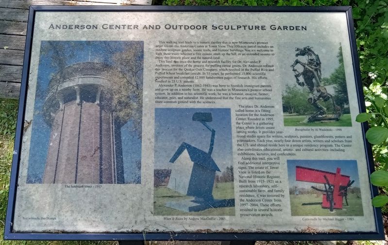 Anderson Center and Outdoor Sculpture Garden Marker. Click for full size. Anderson Center and Outdoor Sculpture Garden Marker image. Click for full size.