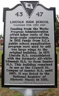 Lincoln High School Marker, Side Two image. Click for full size.