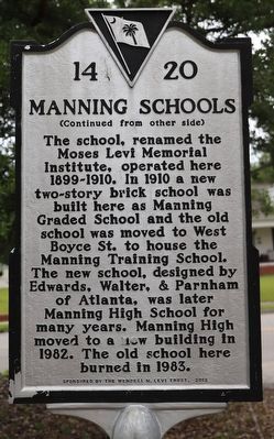 Manning Schools Marker, Side Two image. Click for full size.