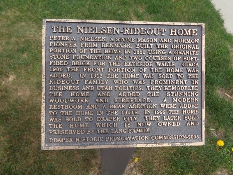 The Nielsen-Rideout Home Marker. Click for full size. The Nielsen-Rideout Home Marker image. Click for full size.