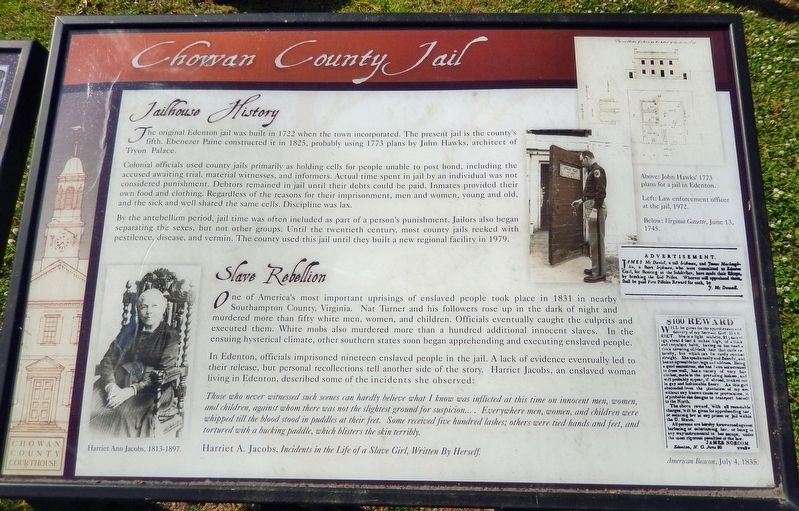 Chowan County Jail Marker image. Click for full size.