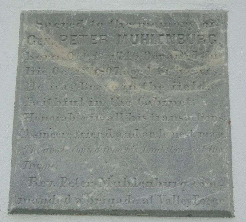 Gen. Peter Muhlenburg Marker. Click for full size. Gen. Peter Muhlenburg Marker image. Click for full size.