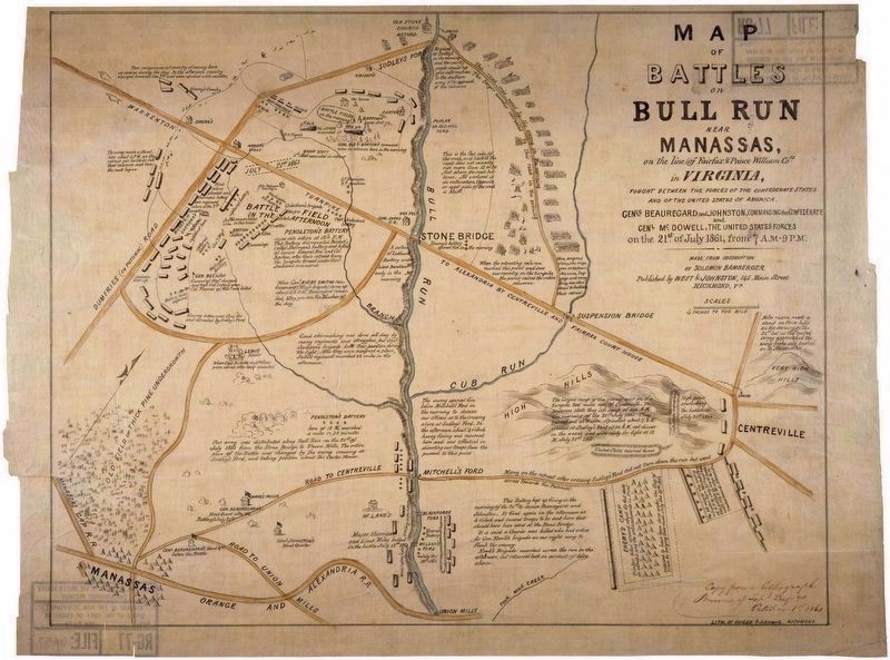 Map of the Battles of Bull Run Near Manassas image. Click for full size.
